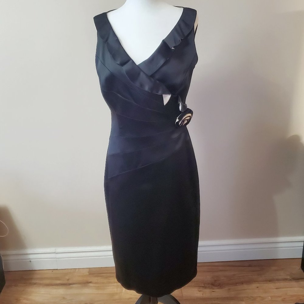 Jax Black Satin Ruched Dress Size 10